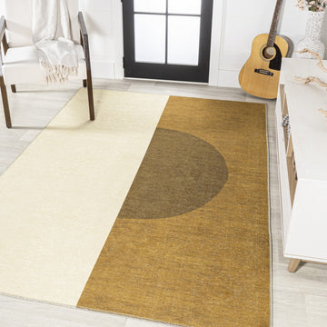 Demie Minimalist Graphic Circle Machine-washable Area Rug